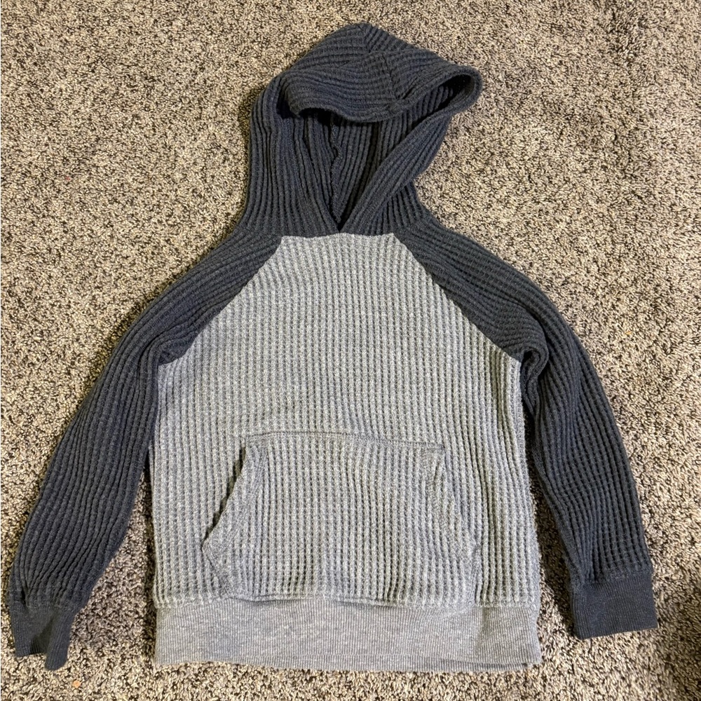 Boys Gray and Black Hooded Sweater